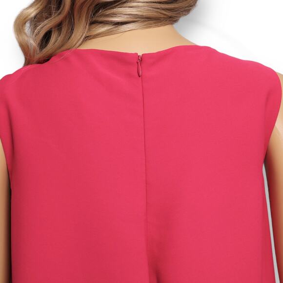 Trina Turk Fuchsia Pink Popover Mini Dress Sleeveless Ruffle Shift Party Size 8 - Picture 6 of 12